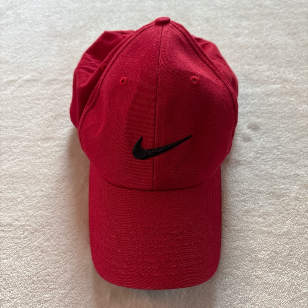 Vintage Nike Red and Black Velcro Back Baseball Cap